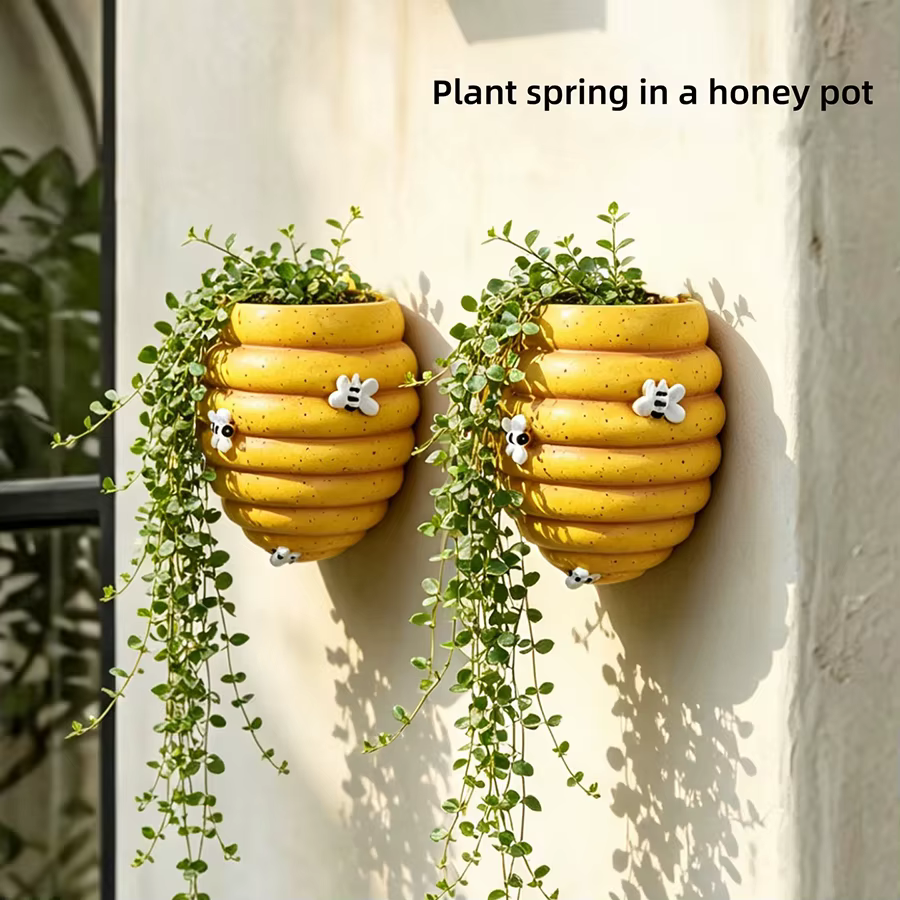 Maceta colgante vertical con panal de abeja, para suculentas - imagen 2