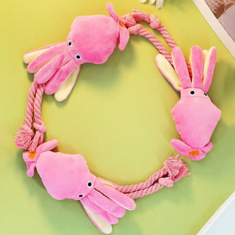 Juguete chirriante de peluche pulpo con cuerda para perros y gatos - imagen 5