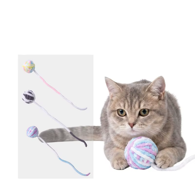 Pelotas interactivas para gatos con campana y lana, juego interior - imagen 3