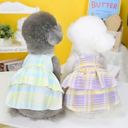 Vestido de princesa a cuadros con volantes para perros y gatos