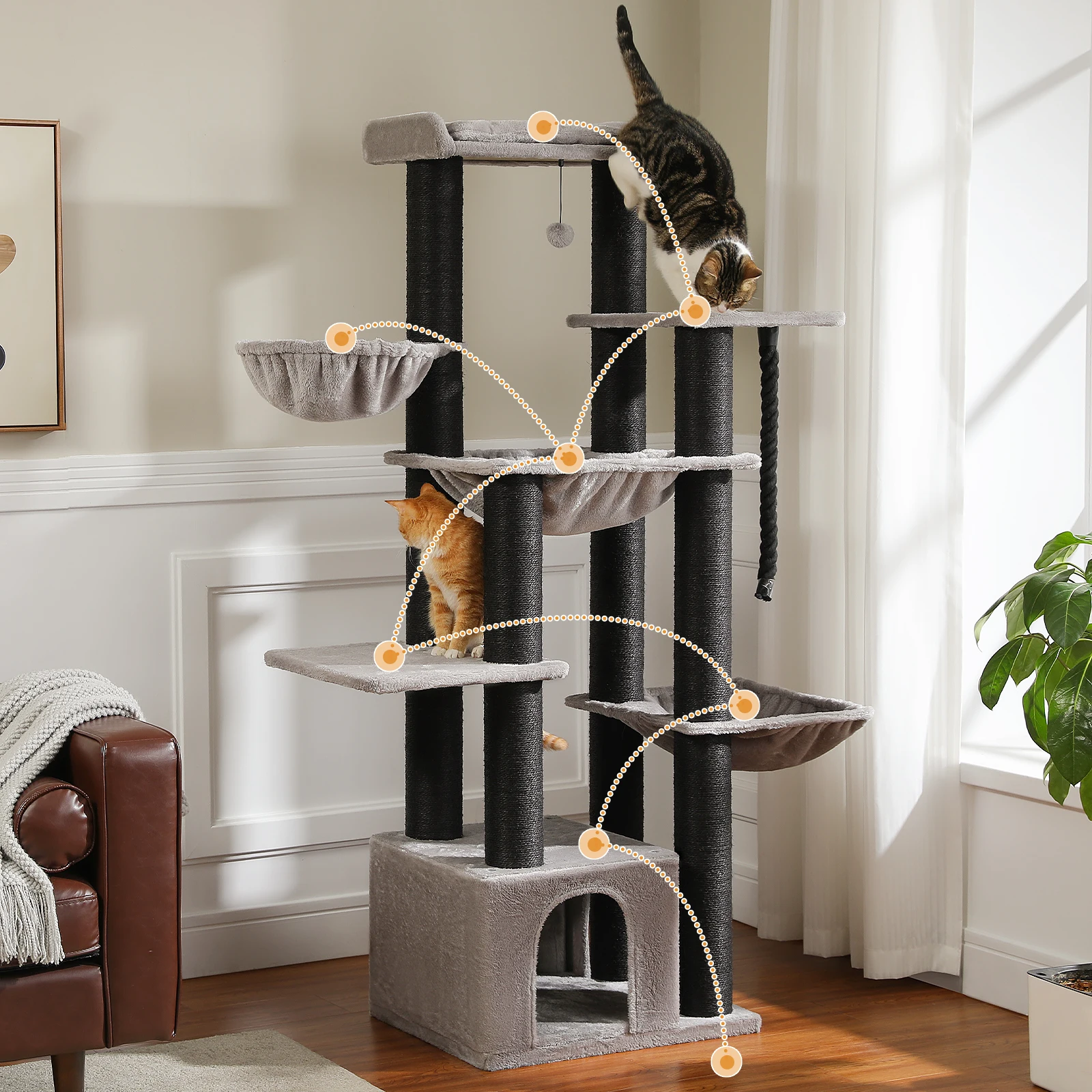 Torre de 7 niveles para gatos