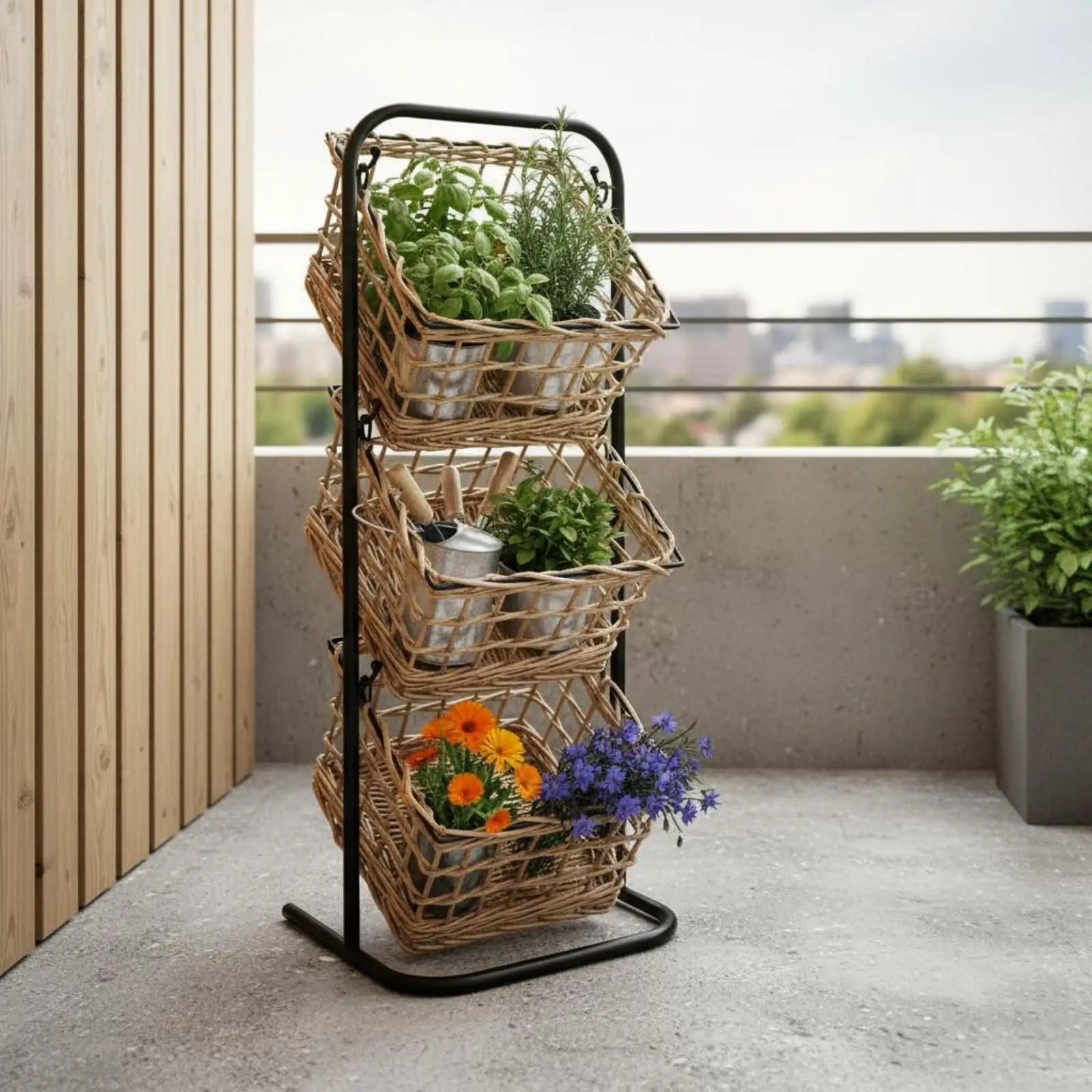 Soporte Elevado Cesta Mimbre para Perros y Gatos – Organizador Vertical - imagen 4