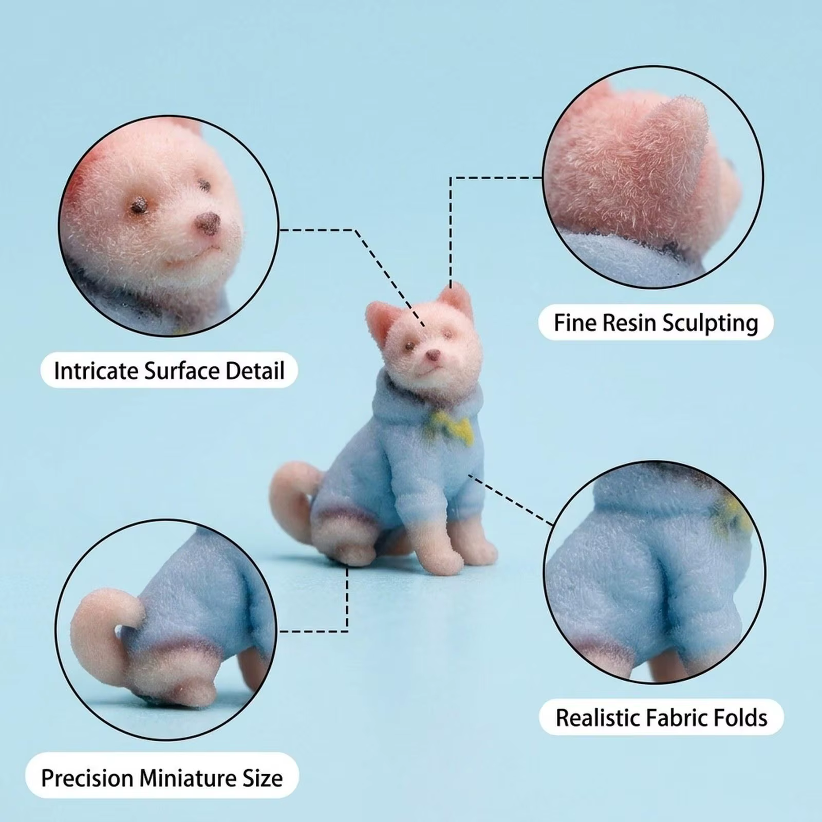 Figura de Perro en Miniatura de Resina – Decoración y Dioramas 1:64