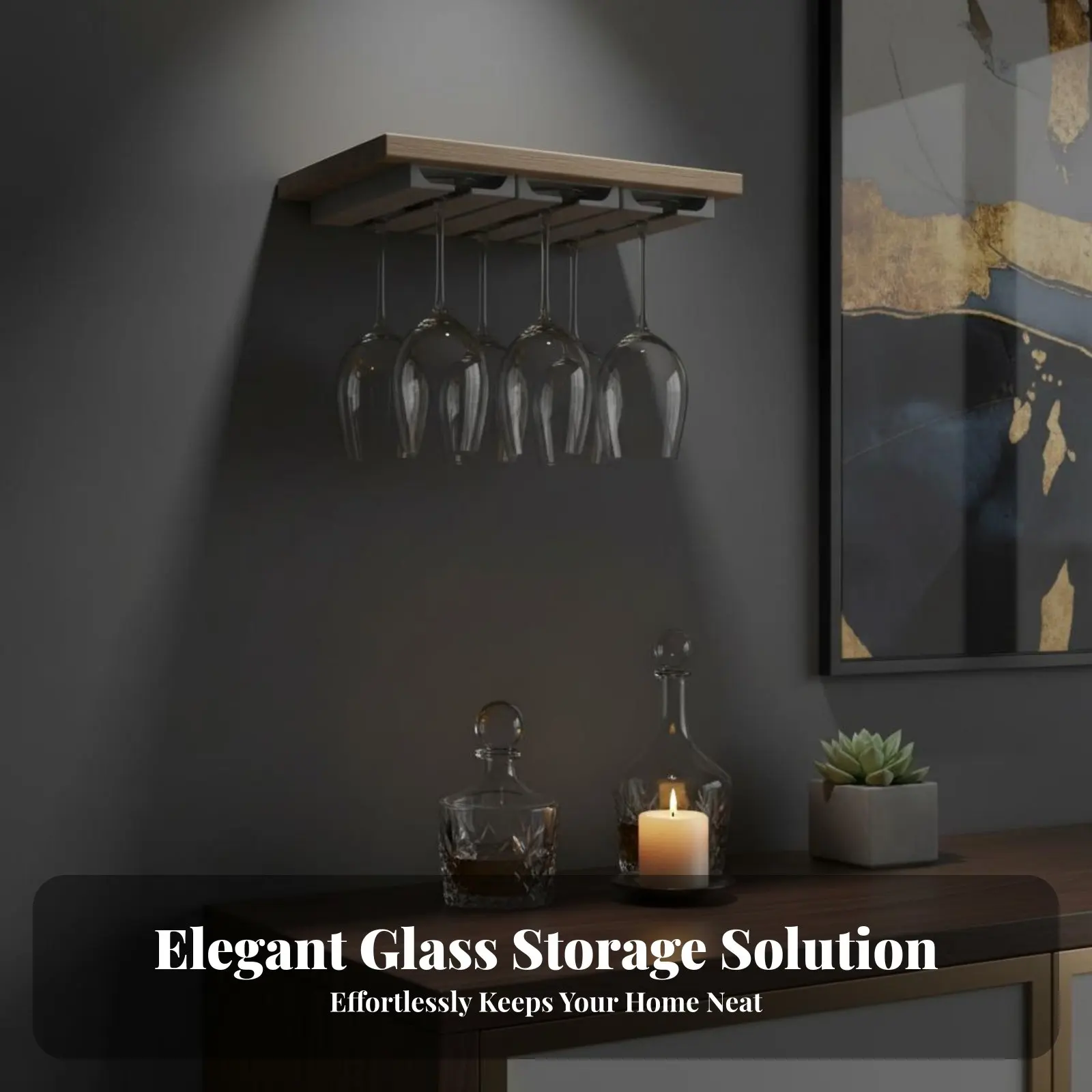 Soporte colgante para copas bajo mueble, esquinas redondeadas - imagen 3