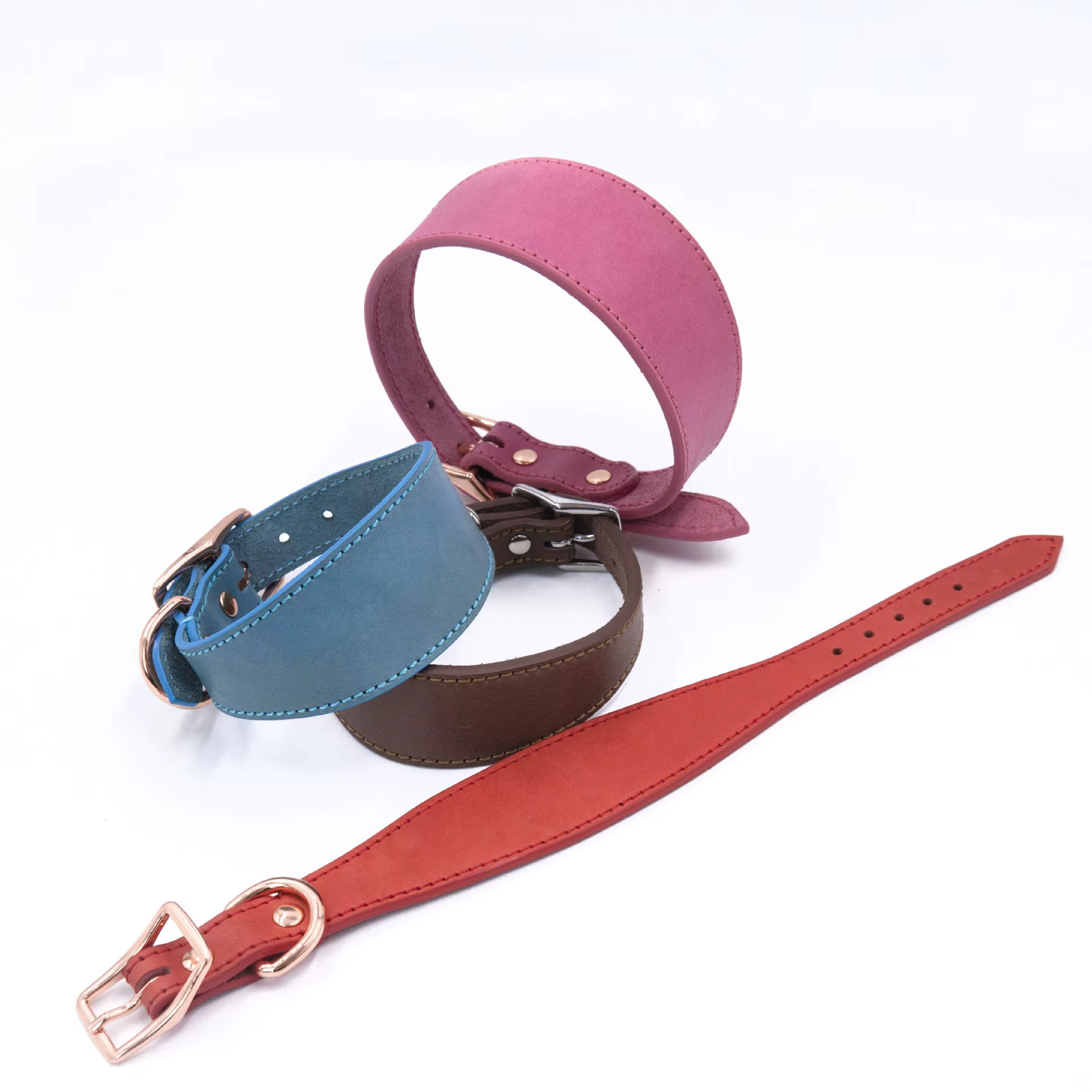 Collar de cuero vacuno ajustable multicolor para Galgos y Whippets - imagen 2