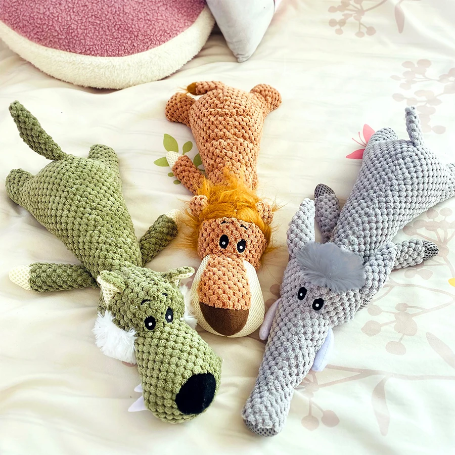 Juguete de peluche con forma de león para perros