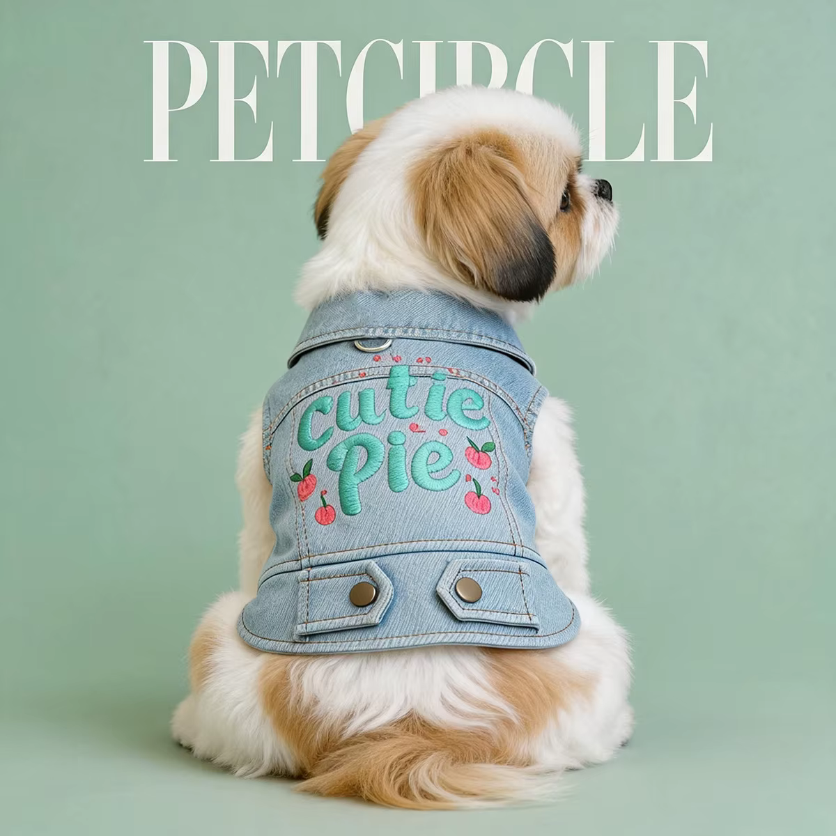 Chaleco vaquero bordado de invierno para perros pequeños y cachorros - imagen 3