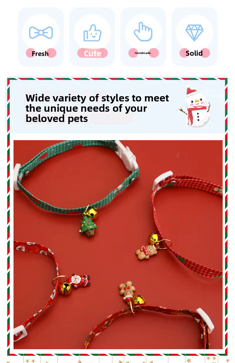 Collar navideño con campana - mascota