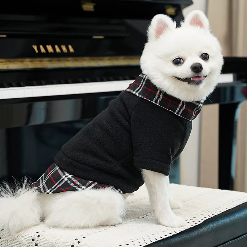 Sudadera de algodón con capucha a cuadros para perros, gatos y B - imagen 4