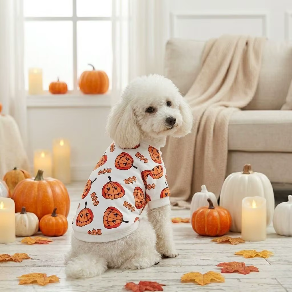Camiseta de Halloween para mascotas en uso real