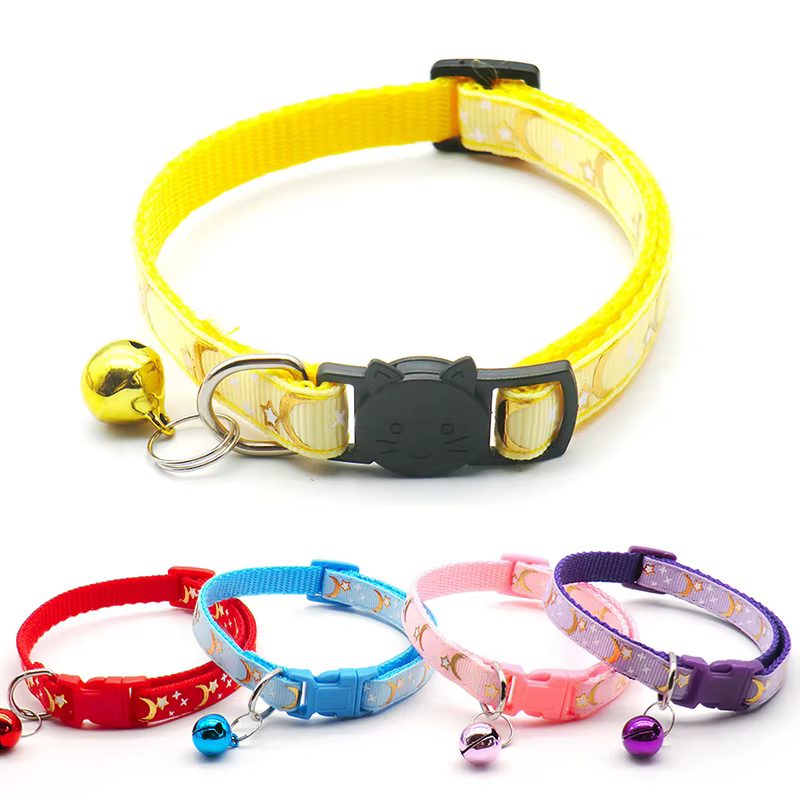 Collar con luna y estrellas doradas para gatos y perros mini