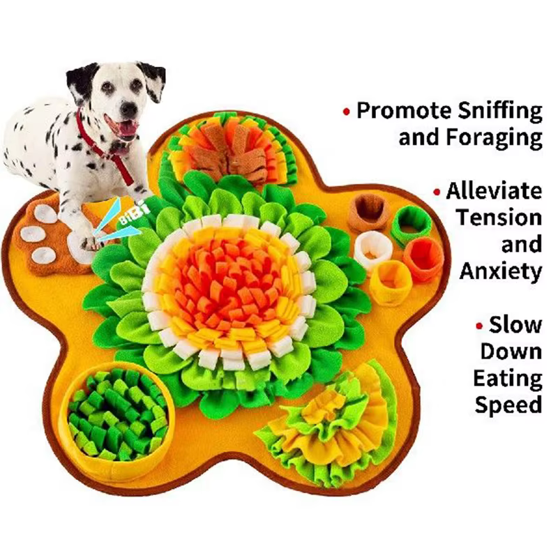 Alfombra olfativa con forma de flor para perros