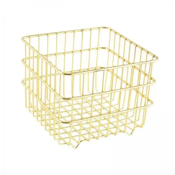 Cesta Organizada de Alambre Dorada para Baño, Despensa y Dormitorio