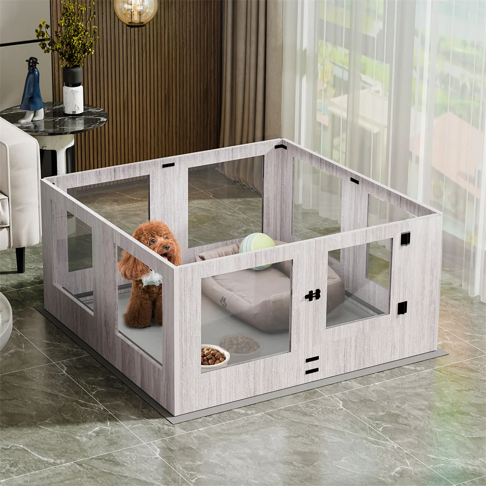 Caja de parto para perros resistentes: corral de vidrio templado