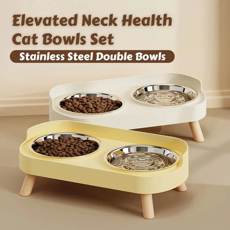 Comedero doble acero inoxidable para gatos y perros – Soporte ergonómico - imagen 2