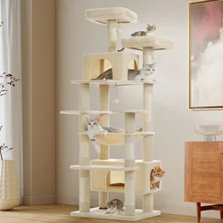 Árbol para gatos grandes 205 cm: doble condominio, hamaca XL y rascadores