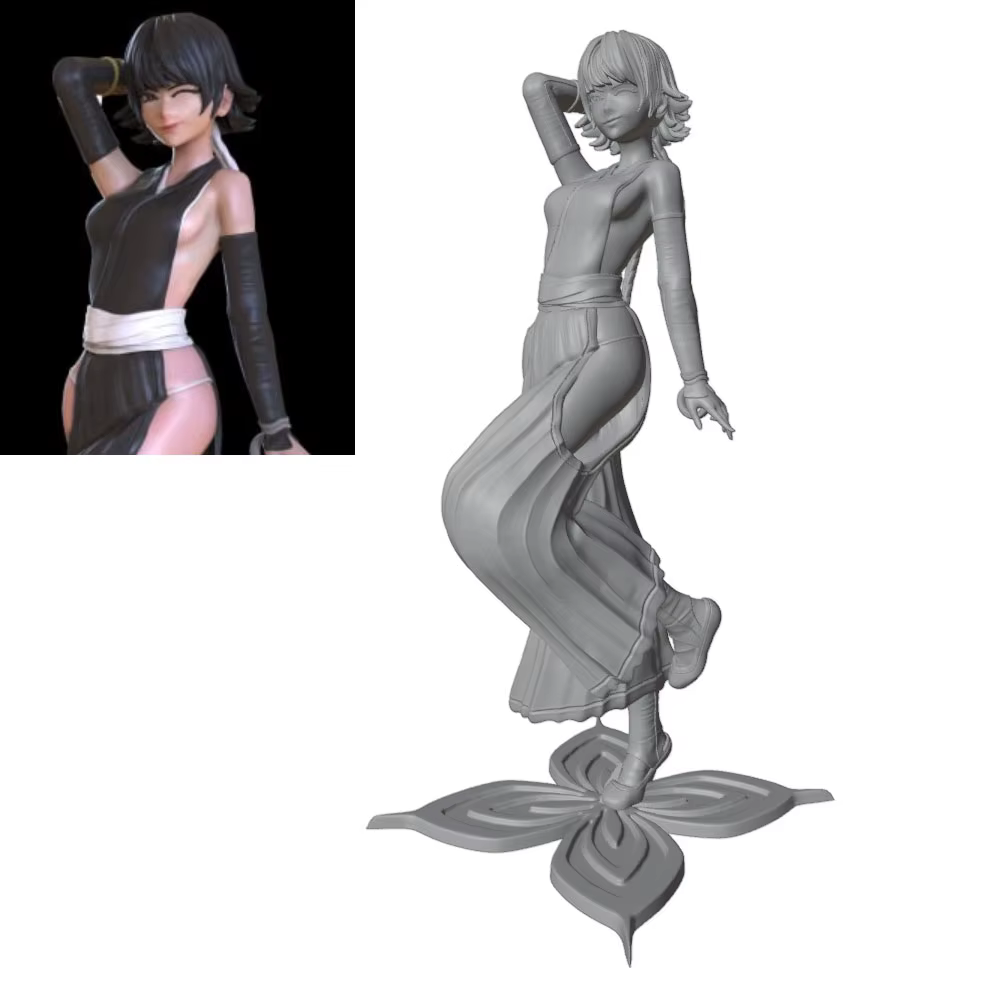 Figura de anime GK impresa en 3D gris, sin montar ni pintar