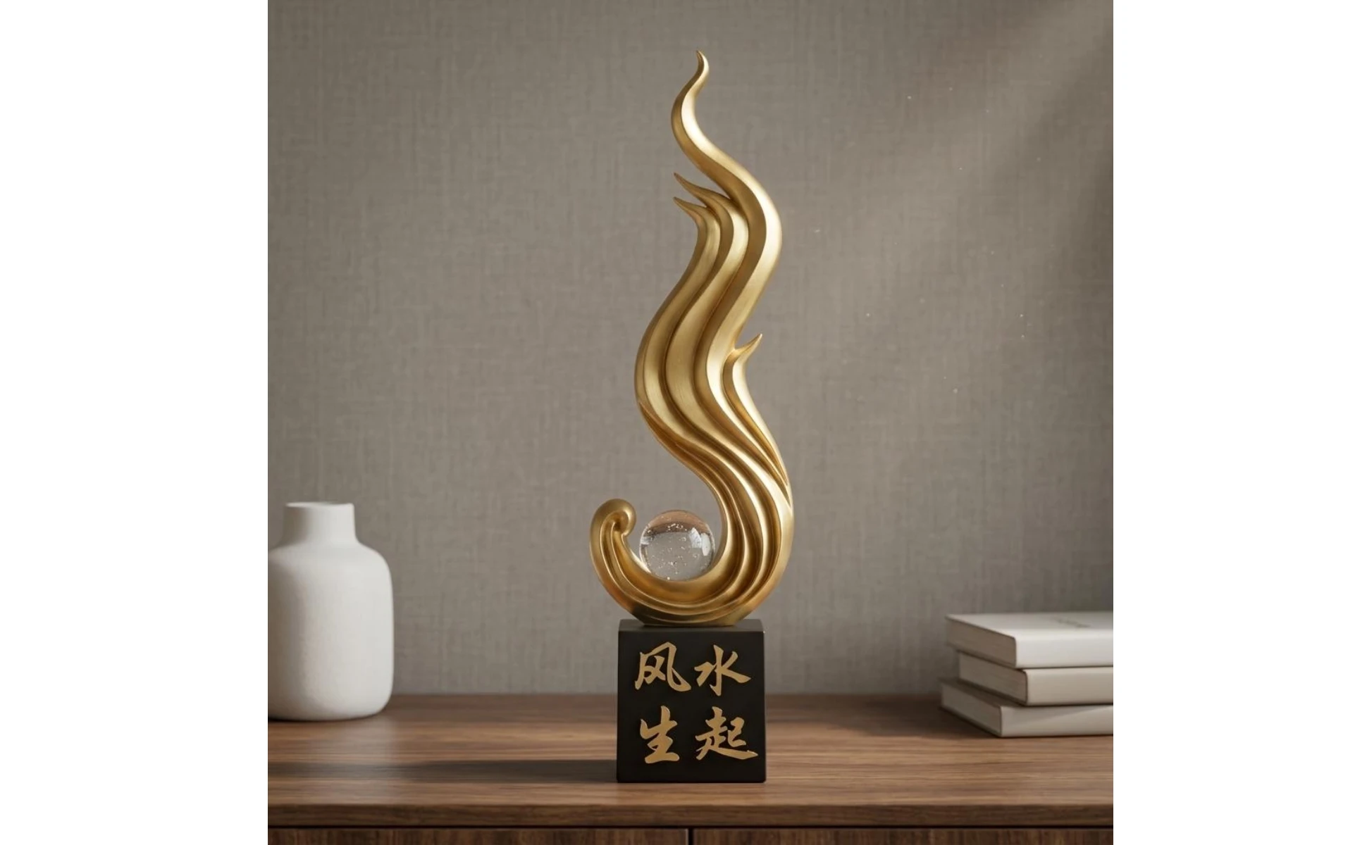 Diseño abstracto que destaca en estanterías o mesas