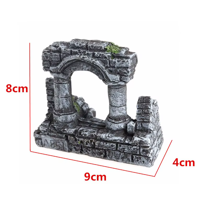 Decoración para acuario con cueva de rocas y columnas romanas
