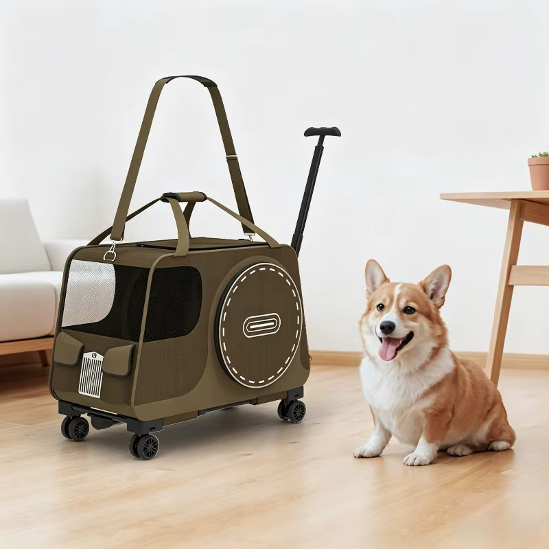 Carrito plegable transpirable para perros y gatos con ruedas - imagen 5