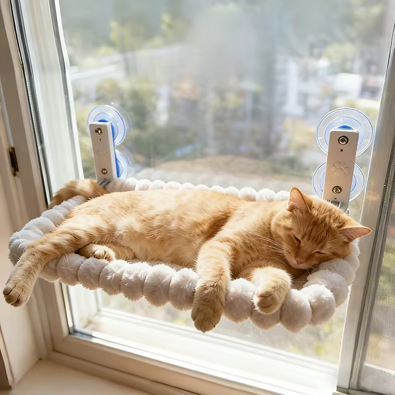 Hamaca para ventana gatos colgante plegable con ventosas fuertes - imagen 2