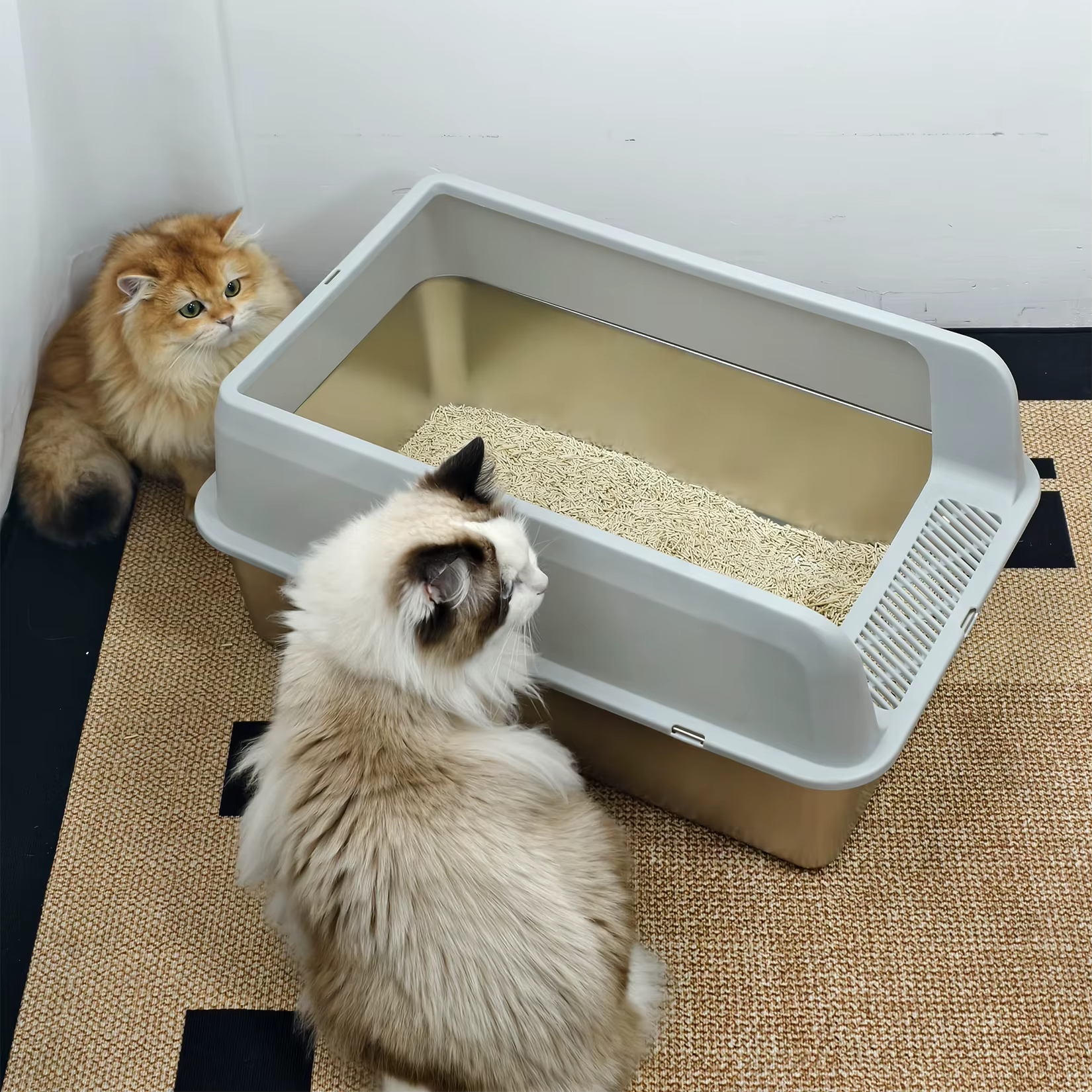 Caja arena acero inoxidable para gatos semiajustable, fácil limpiar - imagen 4