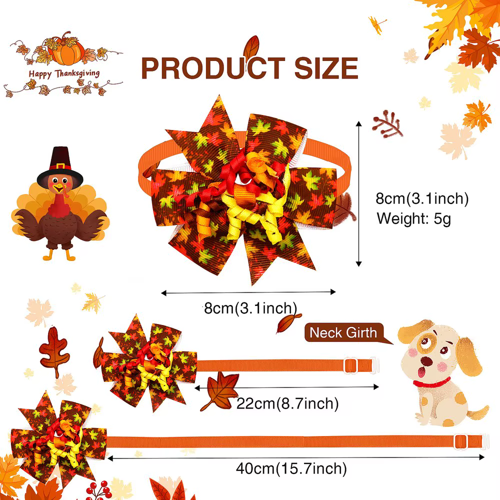 Lazos para perros pequeños de otoño color naranja, accesorios de aseo - imagen 5
