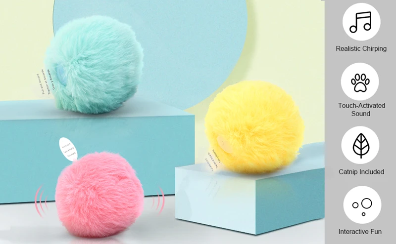 Pelota interactiva de felpa para gatos