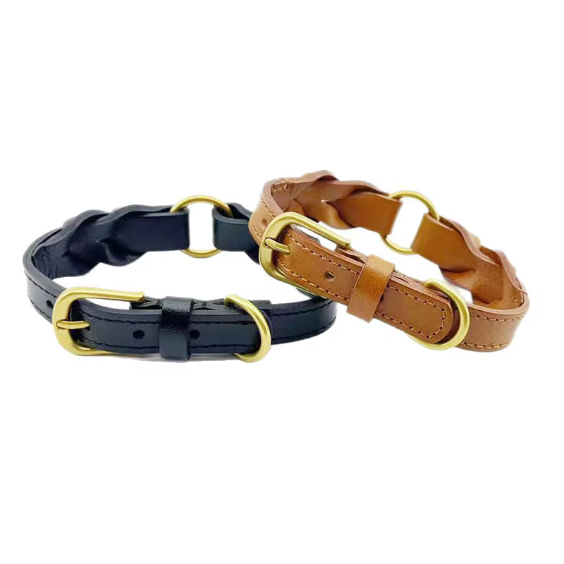Collar de cuero trenzado para perros – Artesanal antitirones - imagen 2