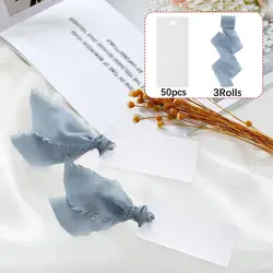 Tarjetas de identificación para mesa en blanco con cinta elegante