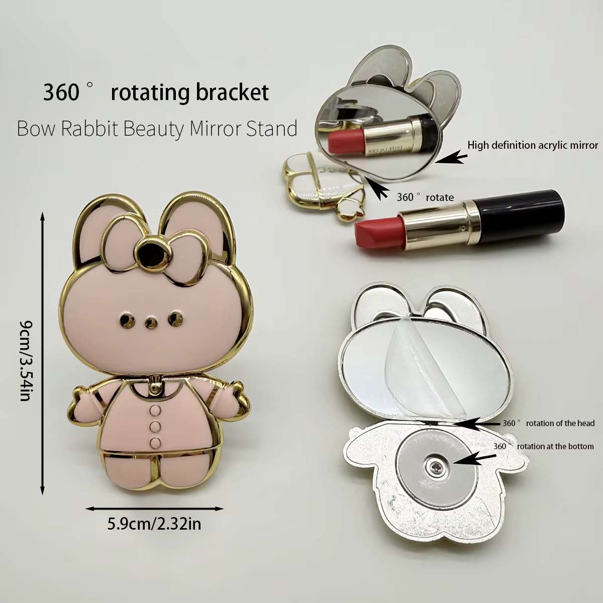Soporte móvil plegable con espejo giratorio para maquillaje - imagen 4