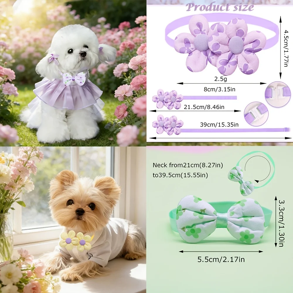 Lazos ajustables florales para perro y collar de gato - imagen 5
