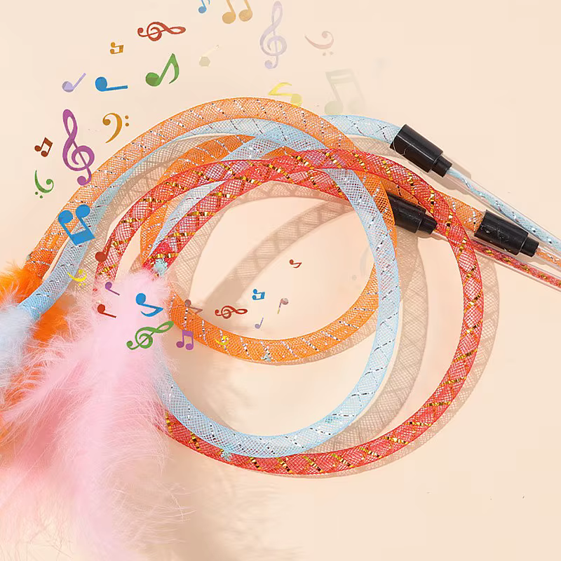 Juguete interactivo para gatos con plumas y campana - imagen 4