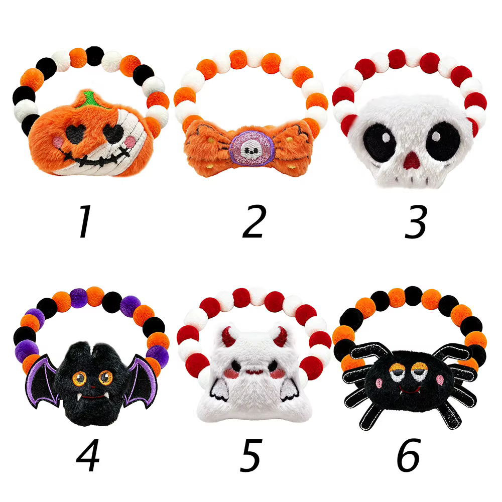 Collares festivos de Halloween con pompones para disfraz de mascota