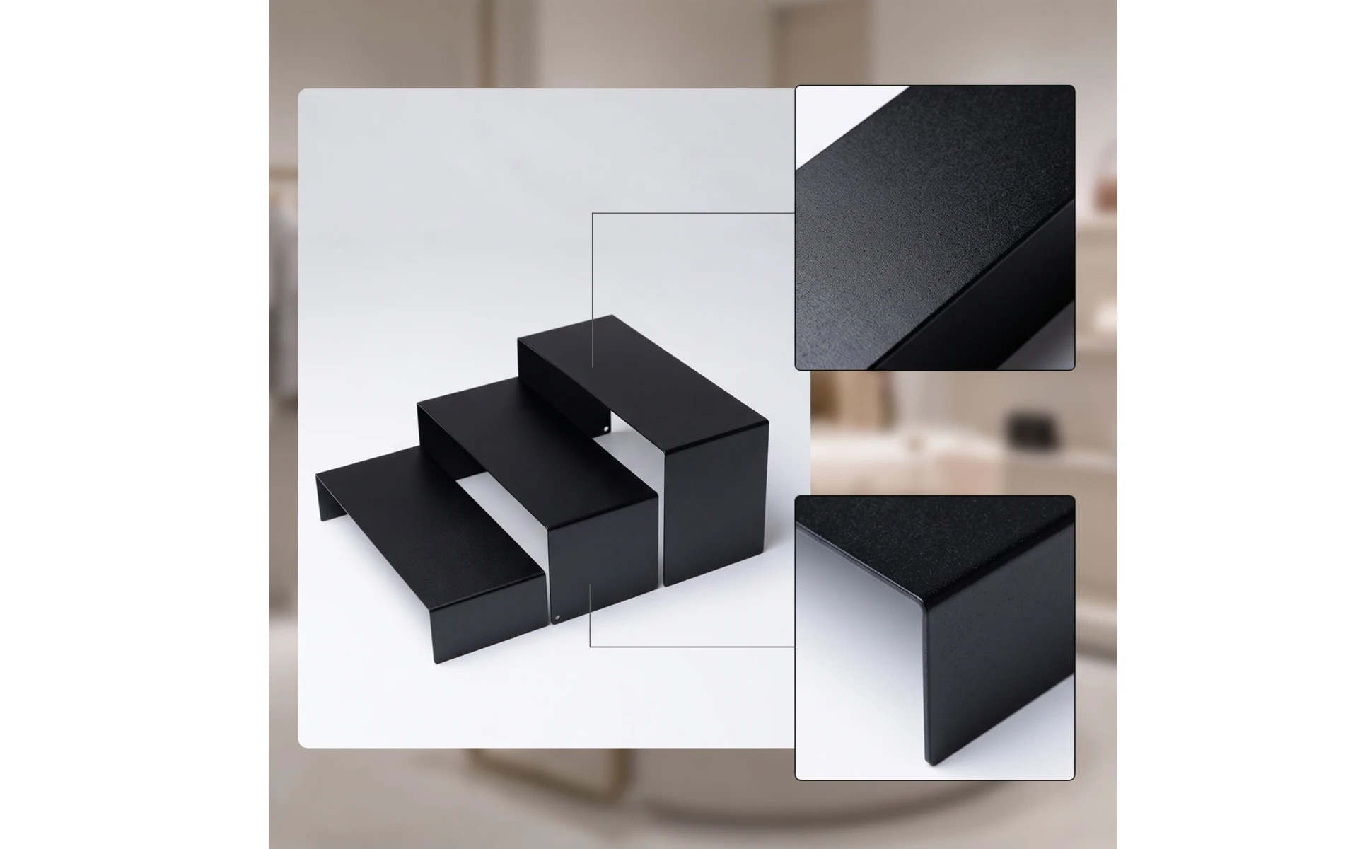 Vista cenital del expositor que refleja su diseño minimalista