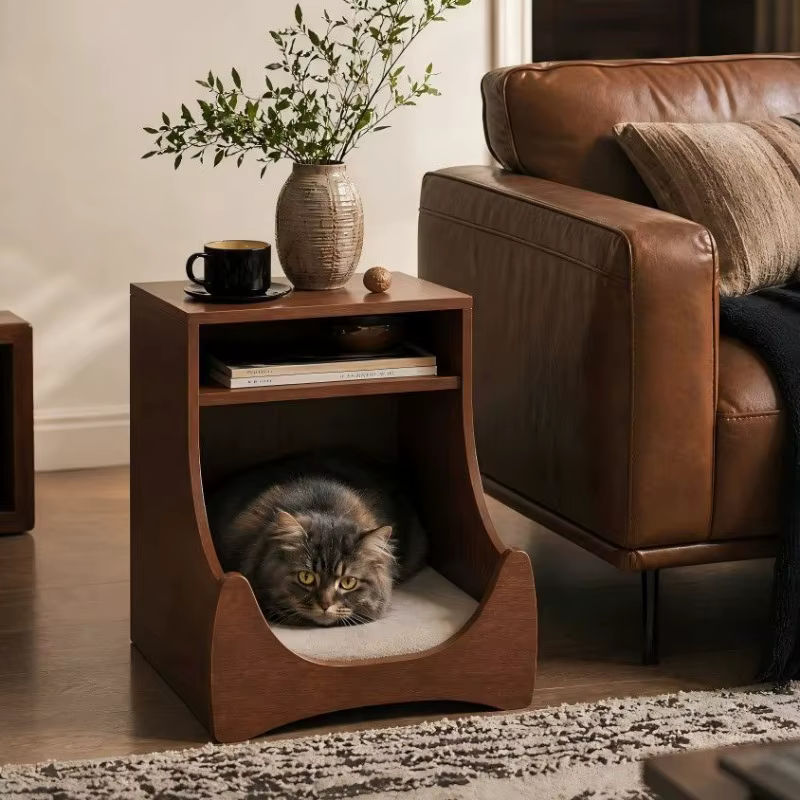 Mesa de noche madera para gatos, cama-cueva suave multifuncional - imagen 5