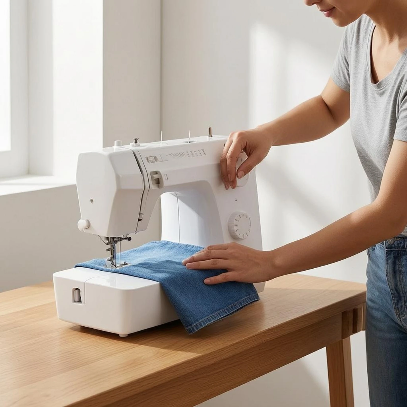 Máquina de coser eléctrica compacta de escritorio para hogar - imagen 5