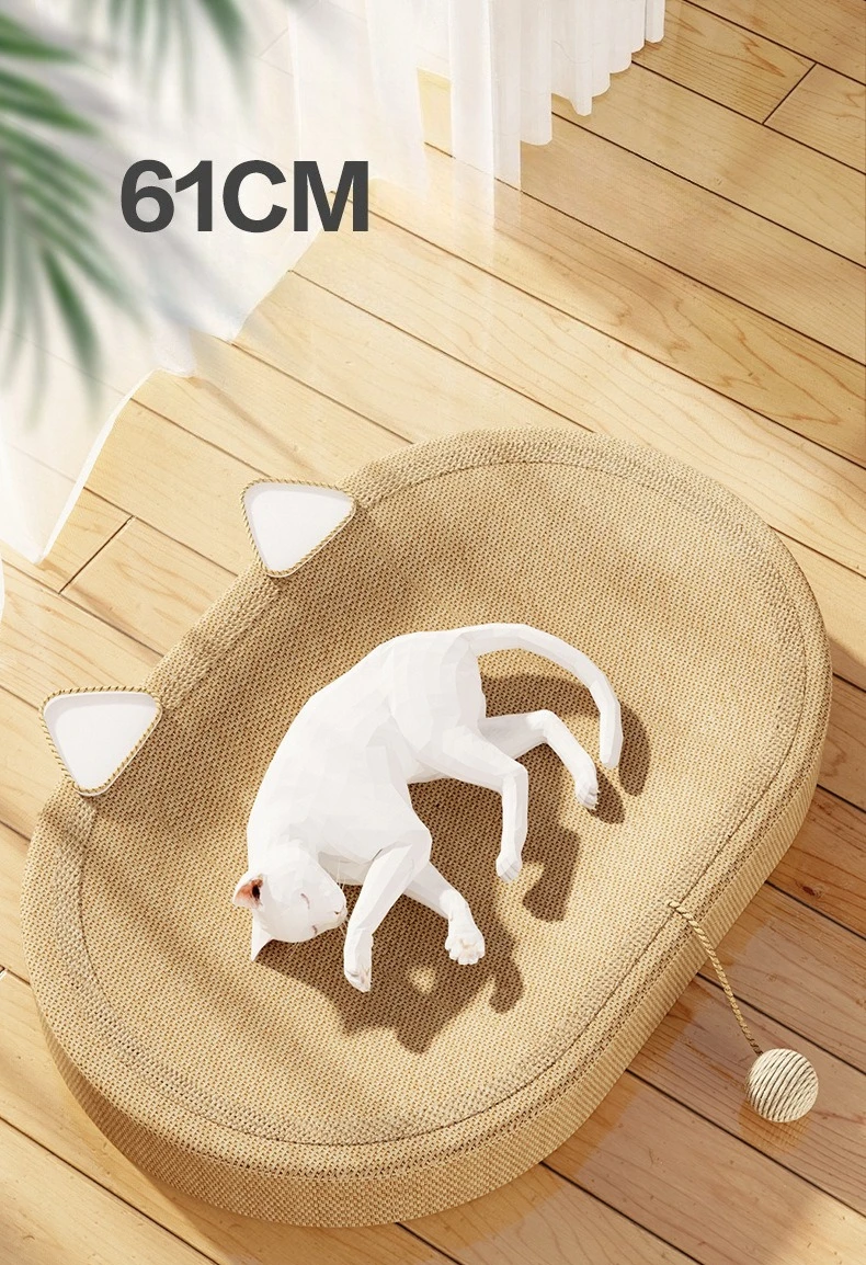 Cama rascador ovalada con diseño de orejas para gatos