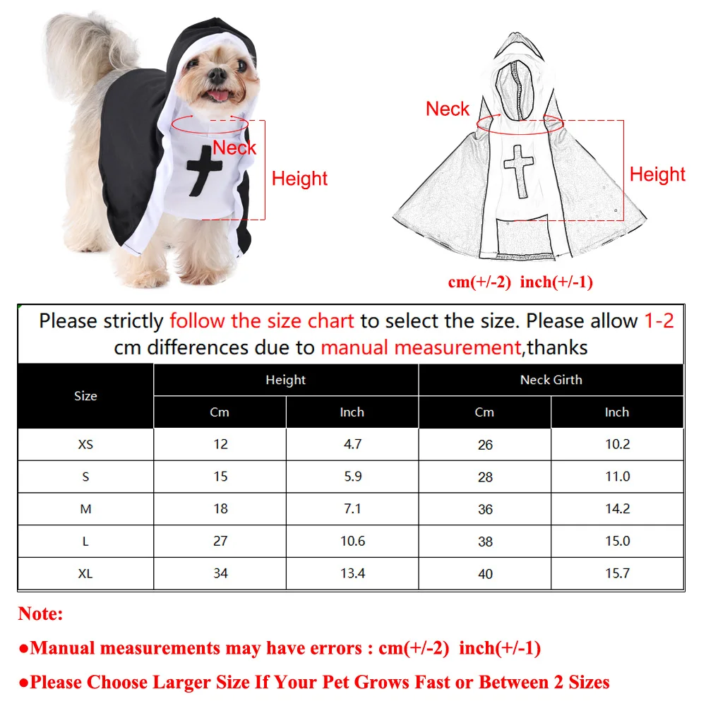 Disfraz de monja para gatos y perros