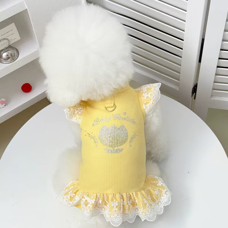 Vestido princesa para perros y gatos – Falda de encaje con brillo para Bichón - imagen 5