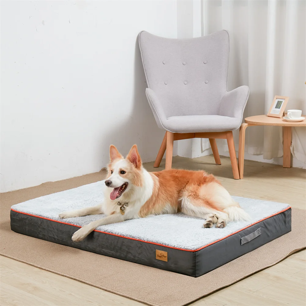 Cama ortopédica viscoelástica impermeable para perros grandes, lavable