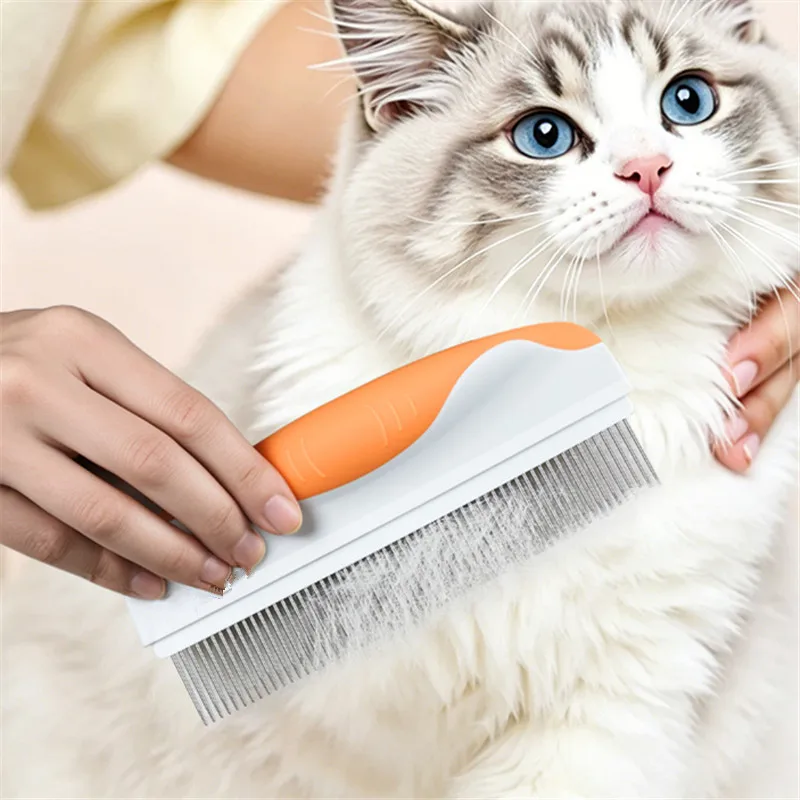 Peine inoxidable para quitar nudos y masajear gatos y perros