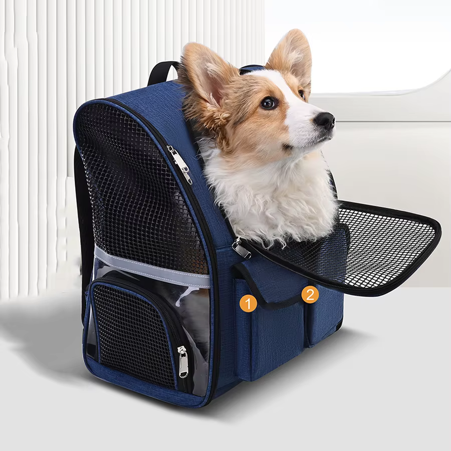 Mochila plegable Oxford ventilada para perros y gatos – con bols - imagen 4
