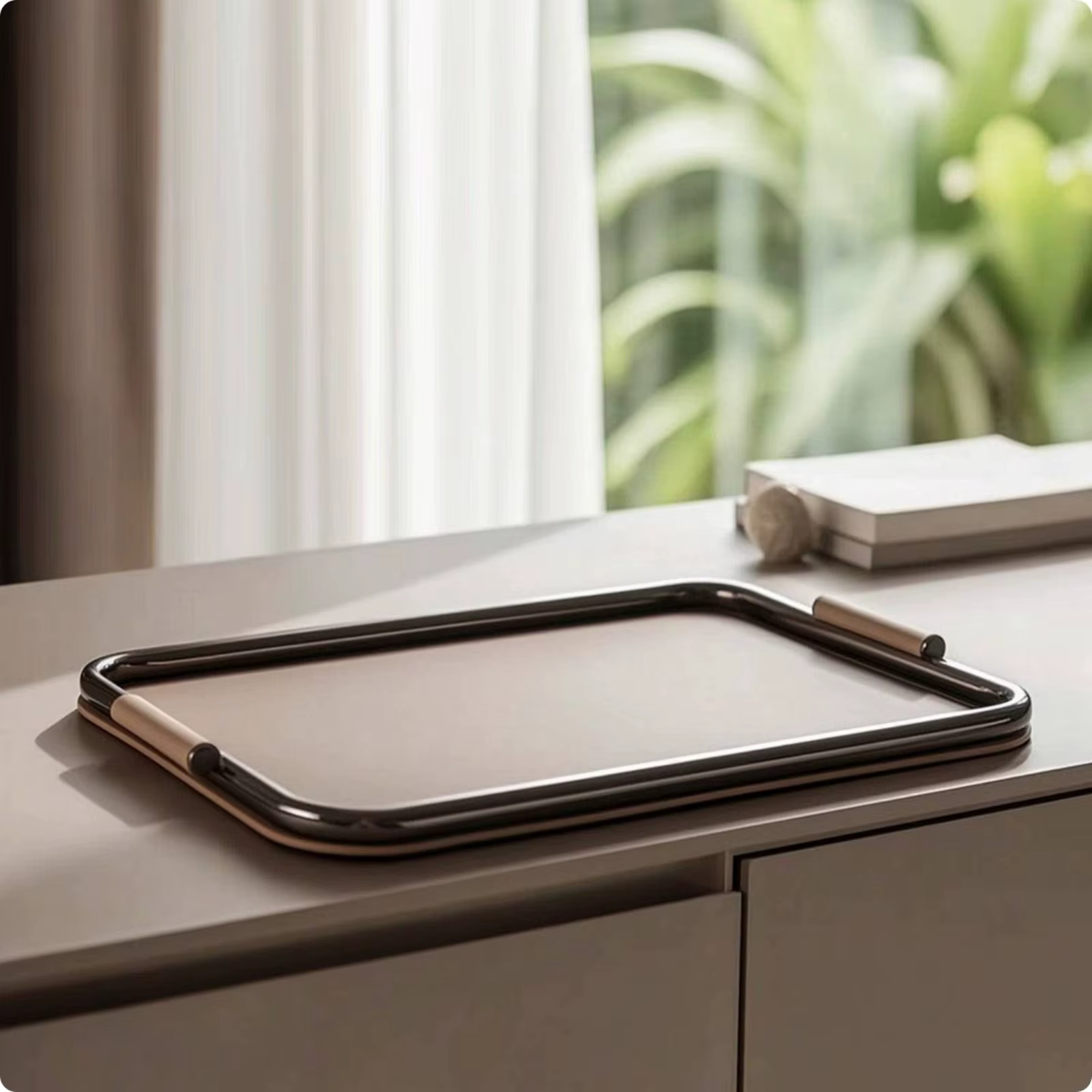 Bandeja de cuero con asas para gatos y perros – organizador de mesa - imagen 5