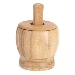 Mortero de madera con pilón para gatos y perros – Base antideslizante