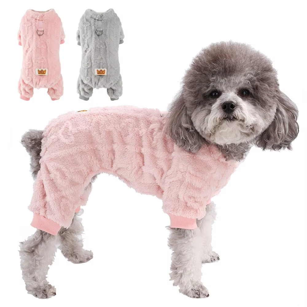 Traje cálido de felpa con anilla para correa – Ropa invierno para perro Chihuahua y gato - imagen 5