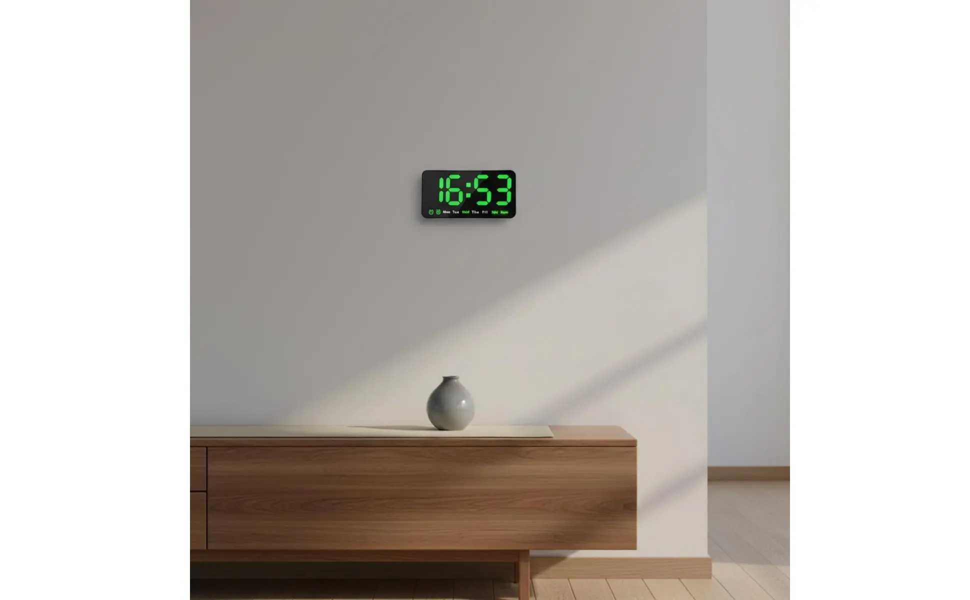 Despertador LED con termómetro montado en pared
