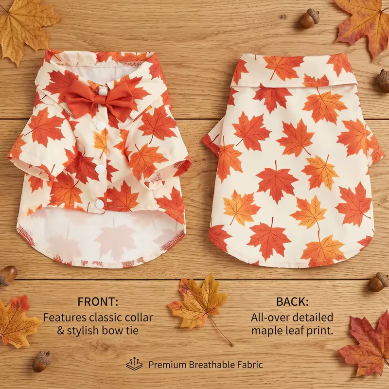 Camisa Otoño con Hojas de Arce para Perro y Gato – con Lazo - imagen 5