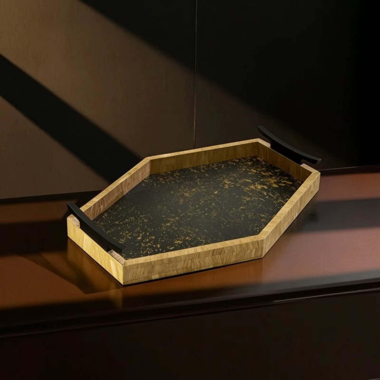 Bandeja de madera para gatos y perros con asas rectangular - imagen 4