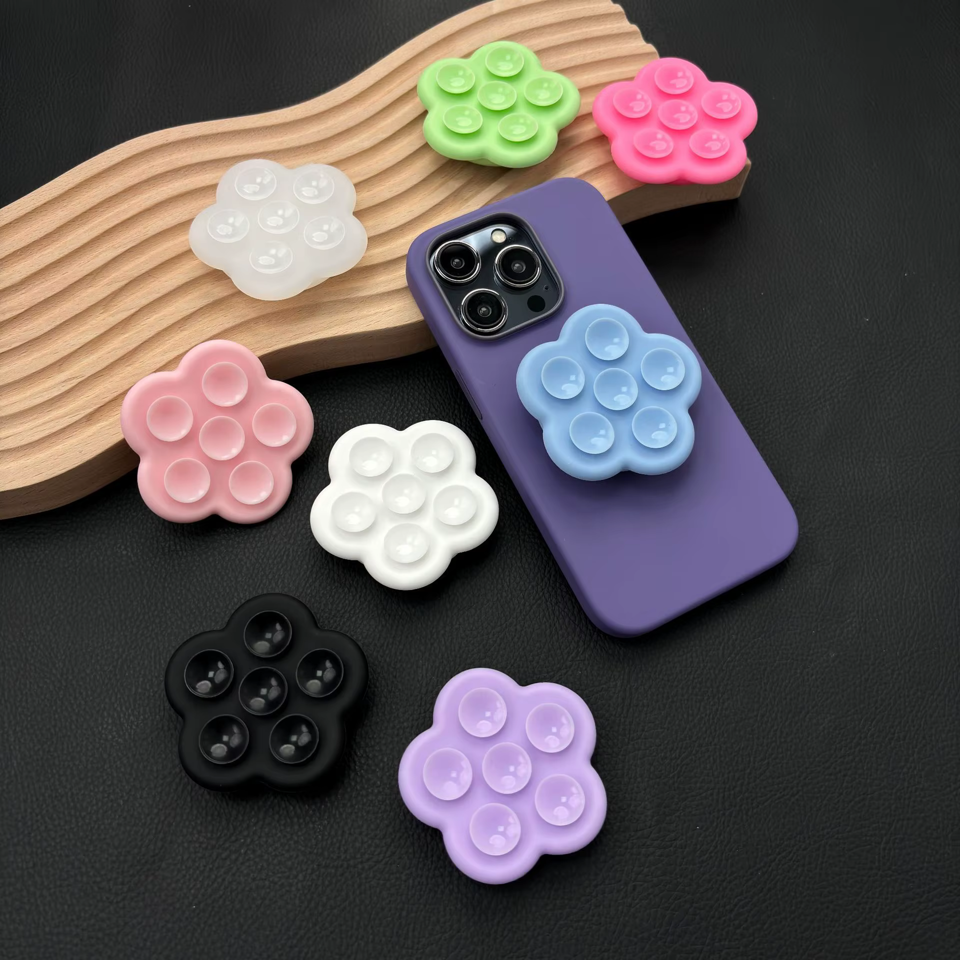 Soporte para teléfono retráctil con ventosa de silicona, flor - imagen 5